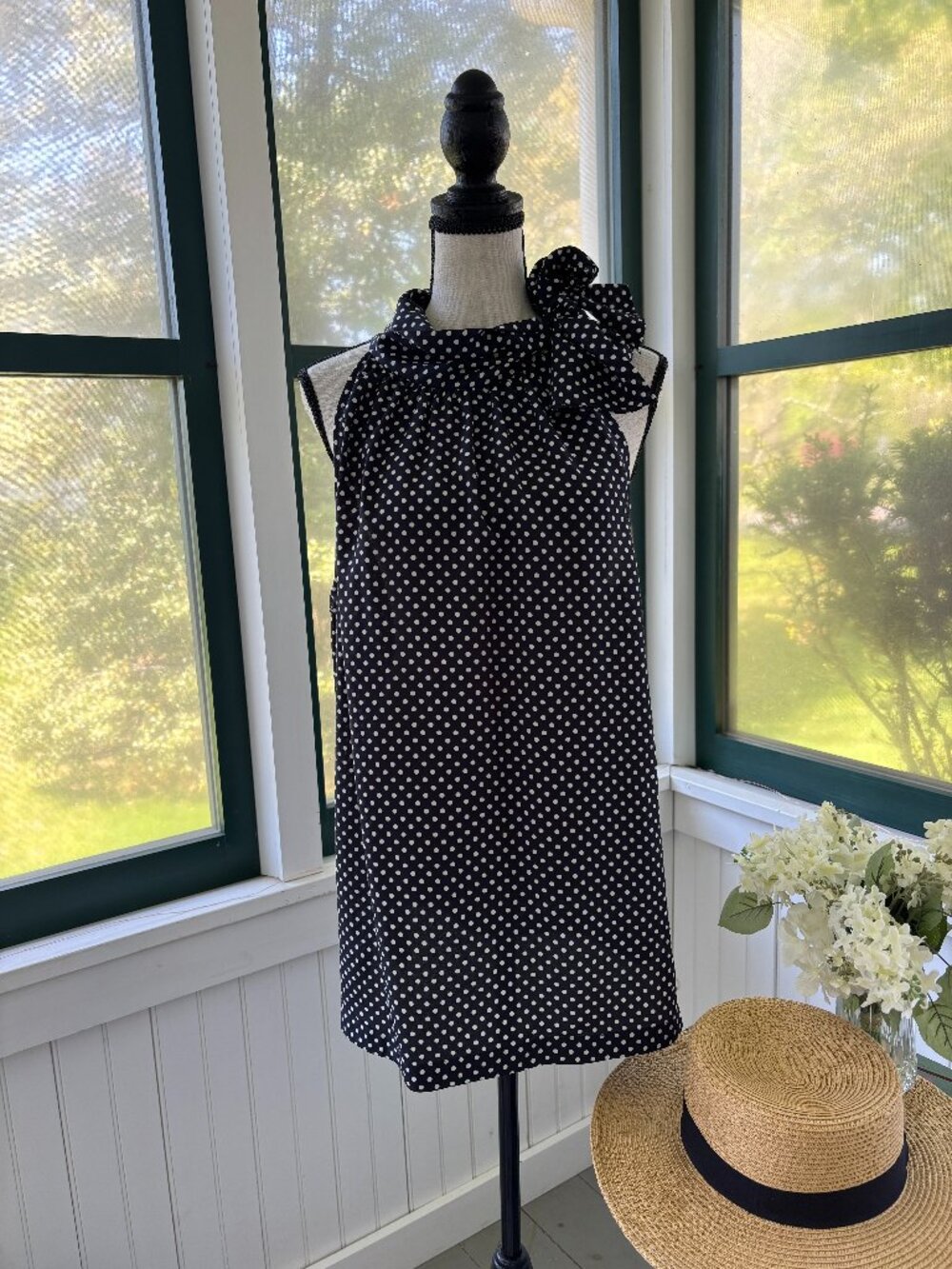 Juicy Couture | Black & White Polka Dot Halter Tie Top | Size XL | Like New